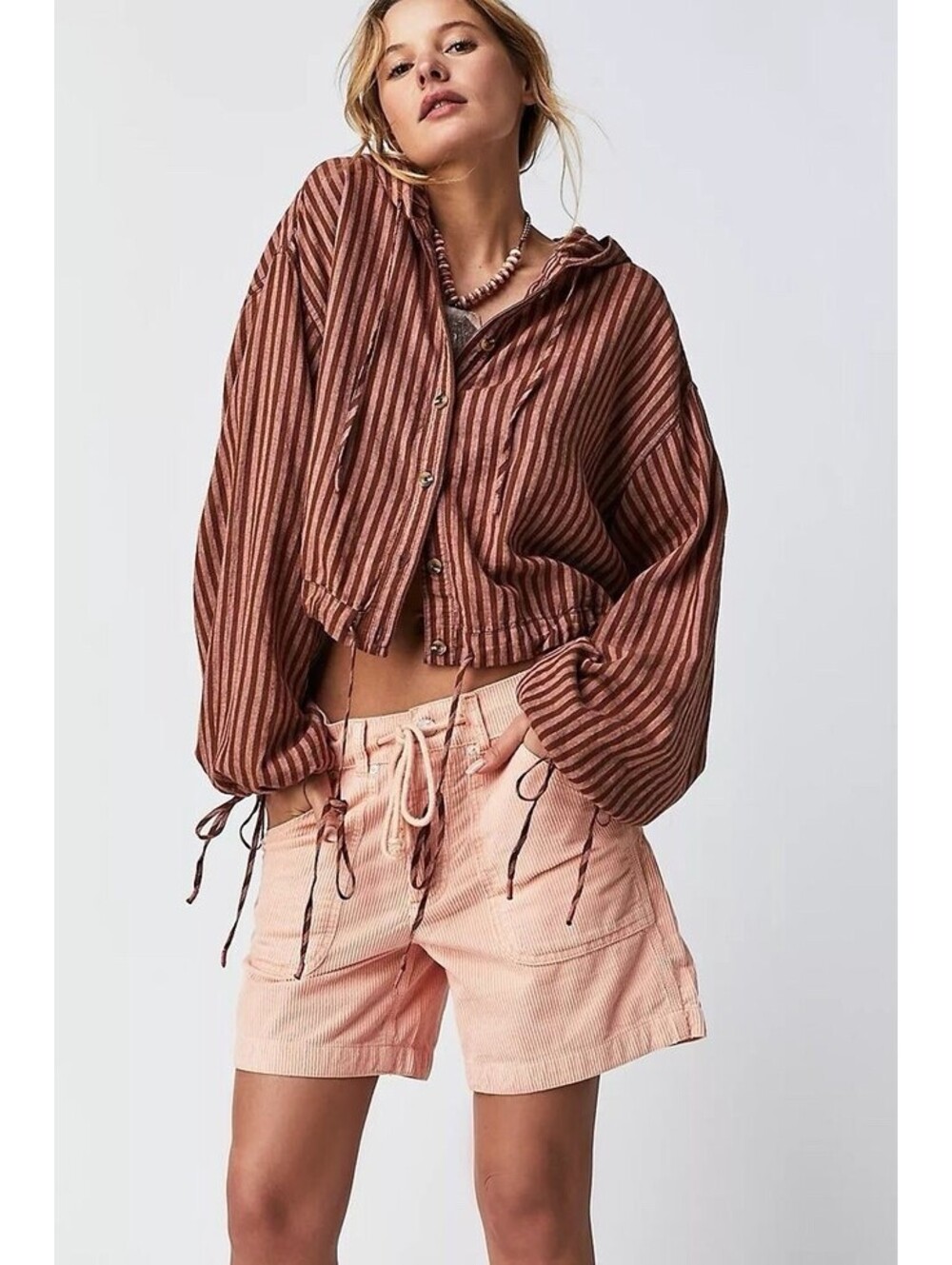 We The Free Stripe New Beginnings Top Sz L Chocolate Combo